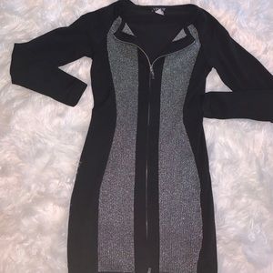 Venus Black and Silver Stretchy Zip up Dress.